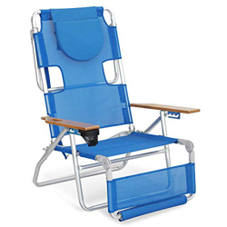 Sigtua Silla Plegable de Playa Tumbona 5 Posiciones Apoyabrazos Ajustables con reposacabezas Cosido, Correa portátil, Portavasos, 130x73x100cm Azul precio