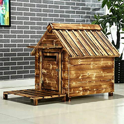 Casa para perros Refugio de madera para perros y gatos, Resistente a la intemperie Casa para cachorros Habitación en condominio con techo elevado para en oferta
