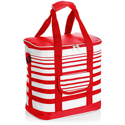 com-four® Bolsa Nevera - Caja Térmica Plegable - Bolsa Aislante Ligera para Camping y Exterior - Bolsa para Picnic de Verano (01 Piezas - Rojo/Blanco  en oferta