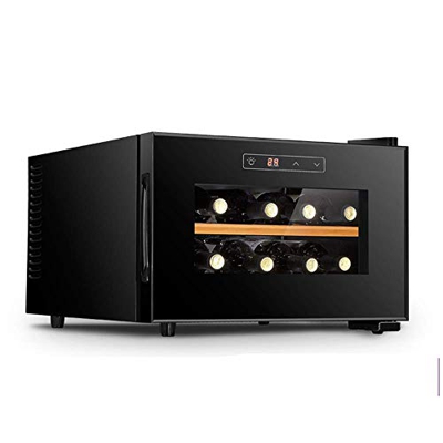 Nevera Eléctrica Portátil Frigorífico de vino - Nevera pequeña, refrigerador 8 Botellas, Toque, 39 dB en funcionamiento, Puerta de vidrio, Ajuste de 5