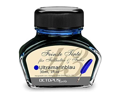 Tinta de pluma estilográfica en tinta de vidrio, Tinta para pluma estilográfica, Tinta estilográfica en Azul Ultramarino 30ml tintero, Tinta para cali