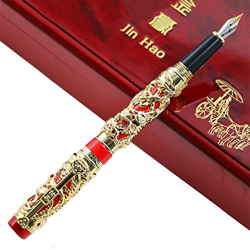 Pluma estilográfica JinHao Dragon Phoenix 18 KGP Plumas de tinta de caligrafía en oferta