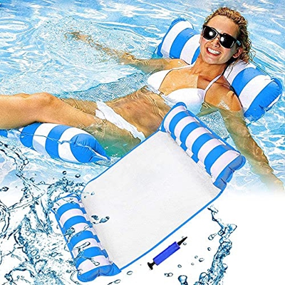 LATERN 130CM Hamaca Flotante Para Piscina, 4 En 1 Silla /Sillón /Hamaca /Cama Flotante Inflable Drifter Sillón Reclinable Balsa Alfombrilla Para Bañer