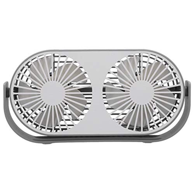 Aoutecen Mini Ventilador de Carga USB Ventilador eléctrico de Doble Cabezal ABS y Silicona para Uso en la Oficina de Estudio en el Dormitorio(Blanquec