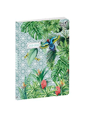 Quo Vadis - Agenda 16 meses, Sep. 2021 hasta Dic. 2022, Semana a la vista horizontal + Notas A5 (15x21cm) JUNGLE Poético