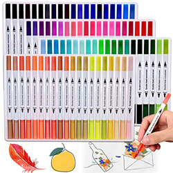 Cieex Rotuladores Acuarelables, 80 Colores Rotuladores de Doble Punta con 5 Plantillas, Rotuladores Dobles con Punta Pincel y Punta Fina, para Niños y en oferta