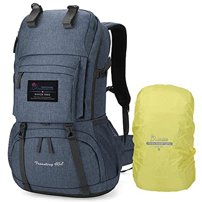 MOUNTAINTOP 40 litros Mochila de Senderismo, Impermeable Mochila Trekking al Aire Libre Mochilas de Montaña Viajes Acampadas con Cubierta de Lluvia（Gr