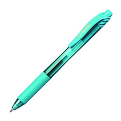 Bolígrafo Energel retráctil con punta de bola. Escritura en color turquesa. en oferta