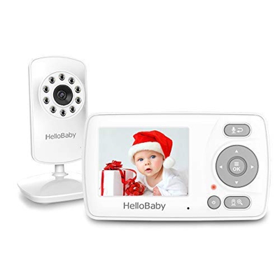 Monitor de Vídeo para Bebé con Cámara y Audio, Monitor de dos vías de Comunicación de HelloBaby, Visión Nocturna Infrarroja, Alarma de Alimentación co