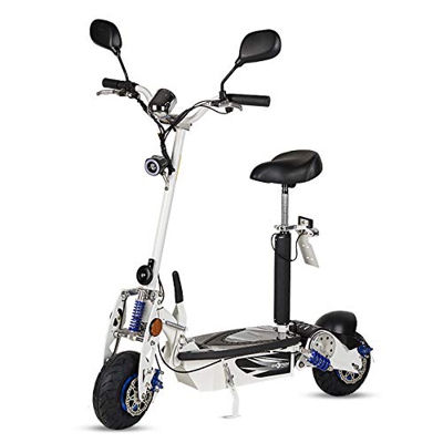 ECOXTREM Patinete Scooter Eléctrico Dos Ruedas, Color Blanco, Plegable, con suspensión, Motor de 1000W, Velocidad hasta 30-40km/h, Autonomía hasta 20k