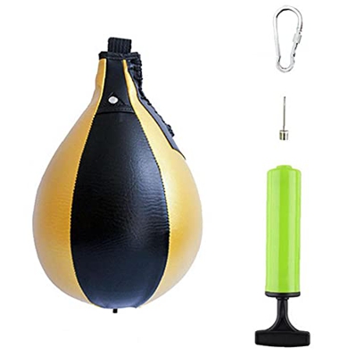 EElabper Bola de Velocidad de Boxeo Pera Entrenamiento de Velocidad Bola colgada Boxeo Bolsa de perforación para Fitness Oro Negro
