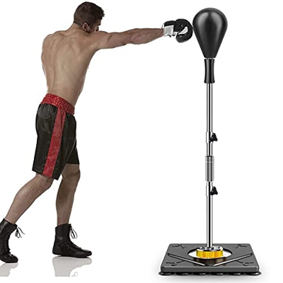 KUKU Saco De Boxeo con Soporte, Saco De Boxeo Reflex para Adultos Y Adolescentes, Saco De Velocidad Independiente con Altura Ajustable, Equipo De Boxe