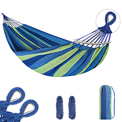 Hamaca Colgante, Hamaca de Algodón para Jardín al Aire Libre Cama Portátil de Lona con Cuerdas para Acampar Capacidad de 200 Kg Peso Ligera con Bolsa  en oferta