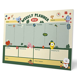 Grupo Erik Bloc planificador semanal A3 BT21 - Organizador semanal - Planificador semanal BT21 - Planning escritorio - Producto con licencia oficial,  características