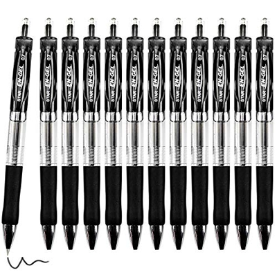 Bolígrafos de Tinta de Gel, Juego de 12 Bolígrafos de Gel, Negro Punta Fina de 0,7 mm Bolígrafos de Gel para Escuela y la Oficina Escritura