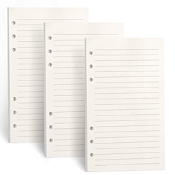 FYY 3 paquetes de papel A6 línea, papel de recarga A6 135 hojas (270 páginas) para cuaderno con 6 anillas, recambios para Filofax A6, notas, diario, b características