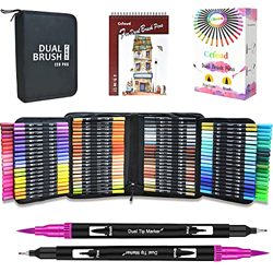 Ccfoud Rotuladores Punta Pincel 120 Colores Rotuladores Lettering Acuarelables Doble Punta , Dual Tip Brush Pen para Adultos Niños Caligrafía, Bocetos en oferta
