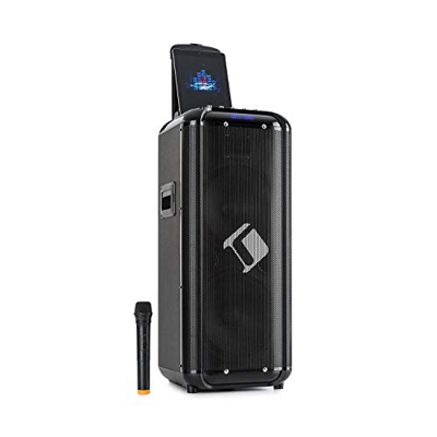 auna Moving 2100 Equipo de PA portátil de 10" - Karaoke, tecnología XMR Bass: 2 x 10 Woofer / 3" Tweeter / Potencia Nominal de 100 W / 300 W MAX., Sop