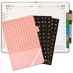 SynLiZy A5 Jul 2021-Jul 2022, Tres hojas de calcomanías, Planificador Académico Planificador mensual y diario Una página por día 14 * 21cm en oferta
