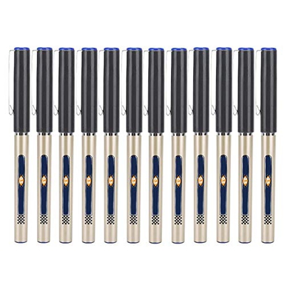 Rollerball Pens 12pcs Plastic Shell 0.5MM Liquid Ink Needle Type Pen Set para papelería de oficina o escuela(Azul)