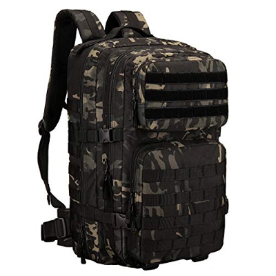 HUNTVP 45L Mochila Táctica de Nylon Bolsa de Asalto Estilo Militar Bolsa Impermeable para Caza Viajar Aire Libre Trekking Senderismo - Camuflaje