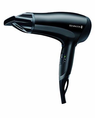 Remington Power Dry Secador de Pelo - Iónico, Concentrador, 3 Temperaturas, 2 Velocidades, Función Eco, 2000 W, Negro - D3010