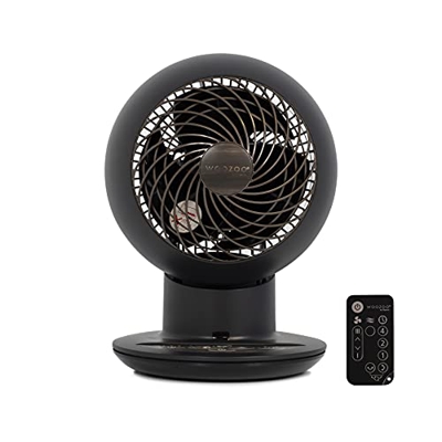 Iris Ohyama 531530 Ventilador de mesa potente y silencioso con control remoto, Temporizador, Oscilación multidireccional, 30m², 38W, Negro mate/Aspect