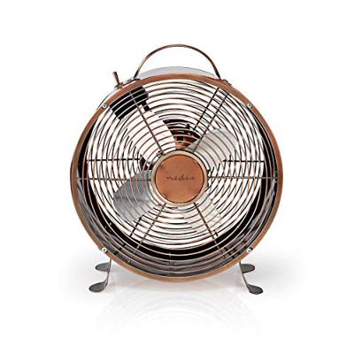 NEDIS Ventilador de Mesa Ventilador de Escritorio de Estilo Retro - Diámetro 25 cm - 2 Velocidades - Turquesa Cobre 1.50 m