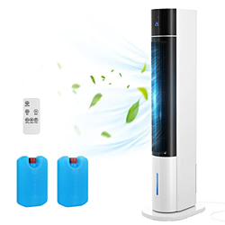 Ventilador de Torre Oscilante 50°, Potencia: 60W, 3 Velocidades Silenciosas + 3 Modos, con Mando a Distancia 7M, Función de Enfriamiento, Depósito de  precio