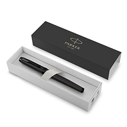 Parker IM pluma estilográfica | Negro mate con adornos negros | Punta fina con recambio de tinta azul | Estuche de regalo en oferta