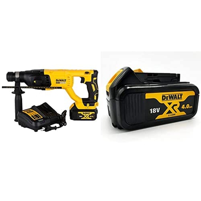 Dewalt Dch133M1-Qw-Martillo Electroneumático Sin Escobillas Xr 18V Sds-Plus 3 Modos, 18 V + Dcb182-Xj Batería Carril Xr 18V Li-Ion 4, Negro Y Amarillo