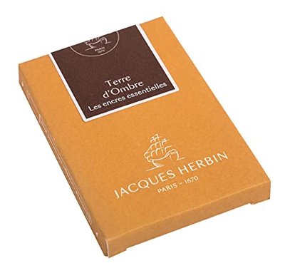 Jacques Herbin 11047JT - Caja de 7 cartuchos grandes, tamaño internacional, para bolígrafos y bolígrafos roller, color marrón