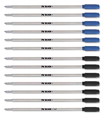 NEO+ Recargas de bolígrafo de calidad, 8513 compatibles con cruz (6 x TINTA AZUL + 6 x TINTA NEGRA + 1 x TINTA ROJA)