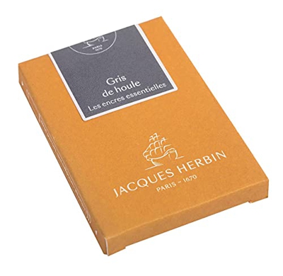 Jacques Herbin 11008JT - Caja de 7 cartuchos grandes, tamaño internacional, para bolígrafos y bolígrafos roller, color gris