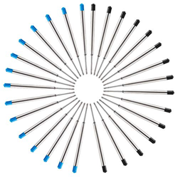QLOUNI Recambio Boligrafo 30Pcs Recambio de Bolígrafo de Metal Juegos de Bolígrafo de Bola, Recambios de Bolígrafos Metal, (15 piezas negro + 15 pieza en oferta