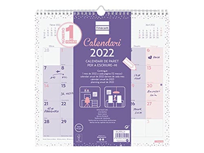 Finocam - Calendario 2022 30X30 - 300x300 mm Chic de Pared para Escribir Morado Catalán