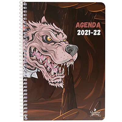 AGENDA ESCOLAR 2021-22 QUIJOTE PAPER WORLD - Semana vista, 128 Hojas, espiral flexible, tamaño A5, para la escuela, instituto o la universidad - Diseñ