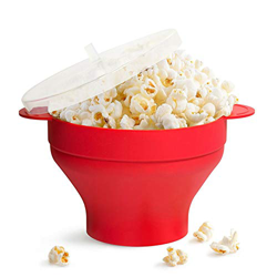 Maquer Tazón de Palomitas de maíz, Recipiente de Comida Plegable de Silicona Reutilizable con Tapa para microondas para Horno para refrigerador(con Ma precio