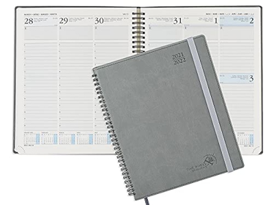 Agenda 2021 2022 Semana Vista - POPRUN Agendas Escolares Semanal Vertical con Intervalo Horario - Espiral Tapa Blanda, Agosto 2021 a Agosto 2022 - Apr