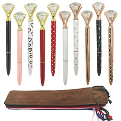 DUGYIRS 10 Piezas Bolígrafos de Bola de Diamante Bolígrafo Retráctil Pluma de Metal de Cristal con 5 Piezas Bolsa de Bolígrafo por Señoras Colegas Niñ precio