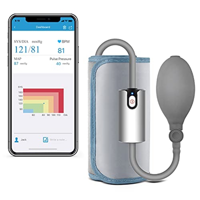 ViATOM AirBP Bluetooth Tensiómetro de Brazo, Detección del Pulso Arrítmico, Monitor de Tensión Arterial con APP y Manguito Inteligente 22-42cm