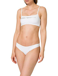 Emporio Armani Swimwear Top & Brazilian Brief Bikini Light Logo Set, White, M para Mujer en oferta