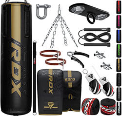 RDX 13PC Saco de Boxeo 4ft 5ft y Guantes para Entrenamiento, Relleno Kara Bolsa de Boxeo con Soporte Techo, Cadena para Muay Thai, MMA, Sparring, Kick características
