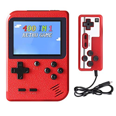 SUFUS Consola de Juegos Portátil, 400 Juegos Retro 3 Pulgadas Pantalla a Color Soporte para Jugadores Duales y Conexión de TV, Recargable Game Player 