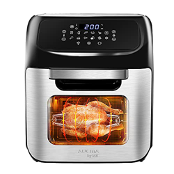 MIC - Freidora de aire caliente, 12 L, XXL, con recetas, acero inoxidable, 1800 W, 12 en 1 horno de aire caliente con pantalla LED digital, Air Fryer, características