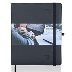 POPRUN Agenda 2021 2022 Semana Vista - Agenda Escolar 2021-2022 Ago.21 a Ago.22 - Disposición Vertical con Intervalo Horario, Tapa Cuero Vegano y Bols características