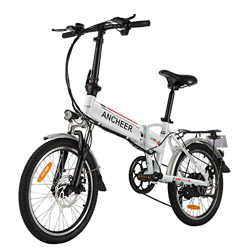 ANCHEER Bicicleta Eléctrica Plegable 20 Pulgadas, con Batería Extraíble 36V 8Ah, 250W Motor, Shimano de 7 Velocidades hasta 25km/h para la Transporte  precio