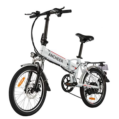 ANCHEER Bicicleta Eléctrica Plegable 20 Pulgadas, con Batería Extraíble 36V 8Ah, 250W Motor, Shimano de 7 Velocidades hasta 25km/h para la Transporte 