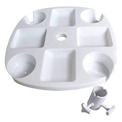 Beada Bandeja de Mesa PortáTil para Sombrillas de Playa con 4 Portavasos, 4 Compartimentos para Aperitivos para Patio, JardíN, Piscina