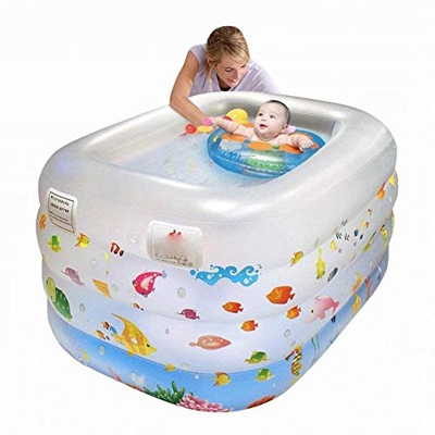 GAOTTINGSD Piscinas Hinchable Bebé de la bañera Inflable Infantil Antideslizante Piscina Plegable del Recorrido de Aire Ducha Cilindro Grande 140 * 10